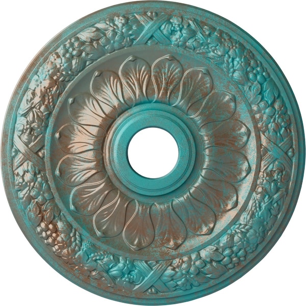 Ekena Millwork Swindon Ceiling Medallion (Fits Canopies up to 6 1/8"), 24"OD x 4"ID x 1 1/2"P, Copper Green Patina CM24SWCGS - main